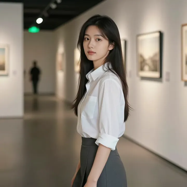 美术馆里的静谧时光主題圖片 0435，杰作，最佳画质，极致细节，照片级写实 , 展馆自然光写真风格