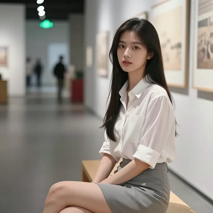 美术馆里的静谧时光主題圖片 0437，杰作，最佳画质，极致细节，照片级写实 , 展馆自然光写真风格