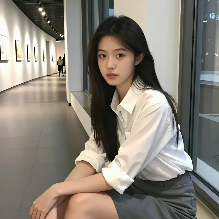 美术馆里的静谧时光主題圖片 0439，杰作，最佳画质，极致细节，照片级写实 , 展馆自然光写真风格