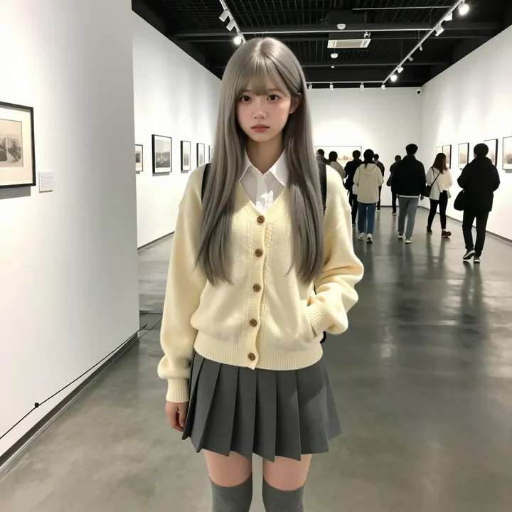 美术馆里的温柔日常主題圖片 0454，杰作，最佳画质，极致细节，照片级写实 , 日系少女感摄影风格