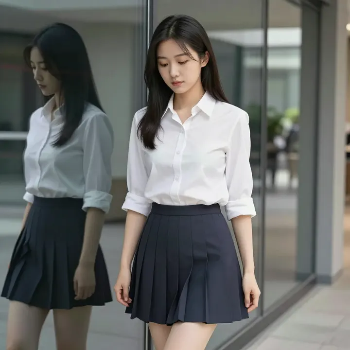 今日份校园少女感主題圖片 0470，杰作，最佳画质，极致细节，照片级写实 , 轻熟通勤写真风