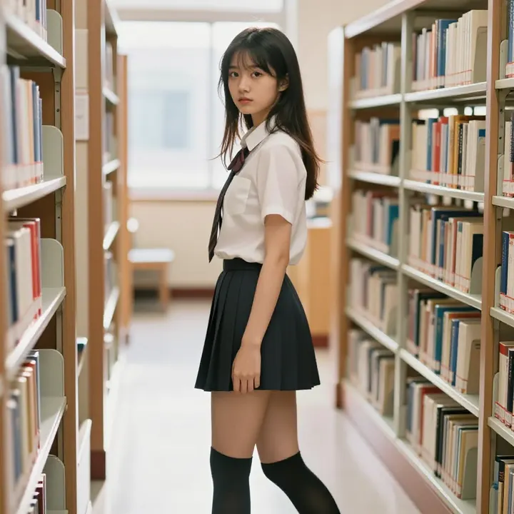 图书馆里的学姐主題圖片 0597，杰作，最佳画质，极致细节，照片级写实 , 逆光氛围人像风格