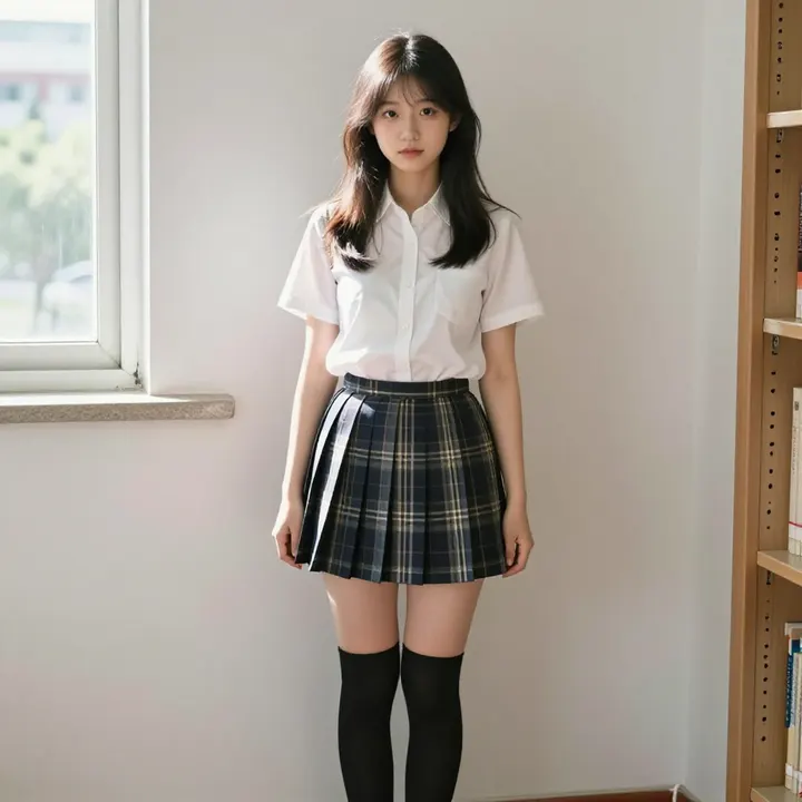 图书馆里的学姐主題圖片 0601，杰作，最佳画质，极致细节，照片级写实 , 逆光氛围人像风格