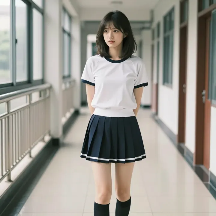 走廊里的青春日常主題圖片 0628，杰作，最佳画质，极致细节，照片级写实 , 胶片质感摄影风格
