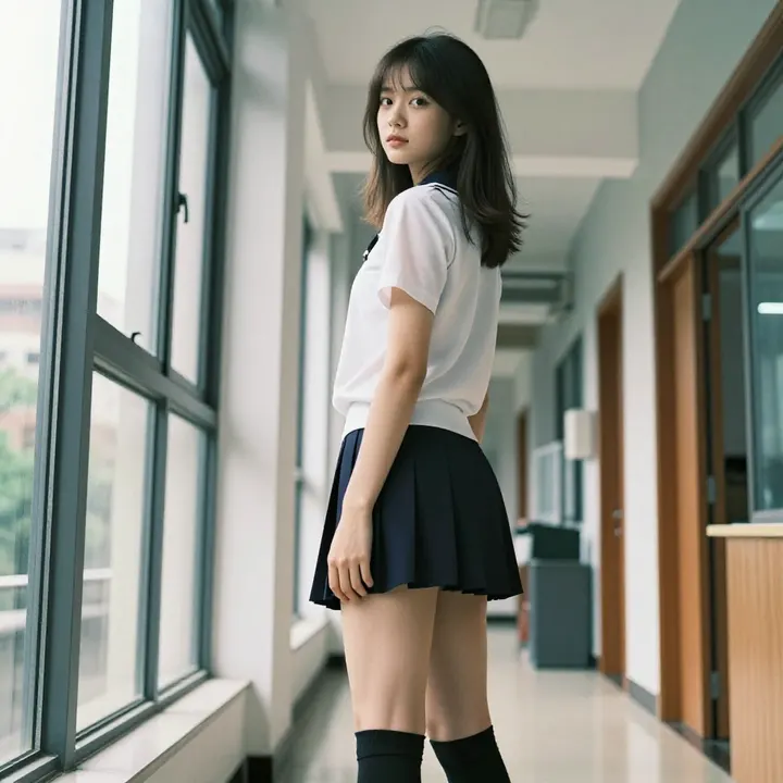 走廊里的青春日常主題圖片 0630，杰作，最佳画质，极致细节，照片级写实 , 胶片质感摄影风格