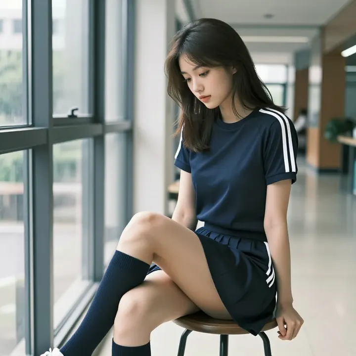 走廊里的青春日常主題圖片 0631，杰作，最佳画质，极致细节，照片级写实 , 胶片质感摄影风格