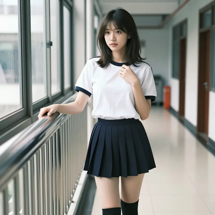 走廊里的青春日常主題圖片 0633，杰作，最佳画质，极致细节，照片级写实 , 胶片质感摄影风格