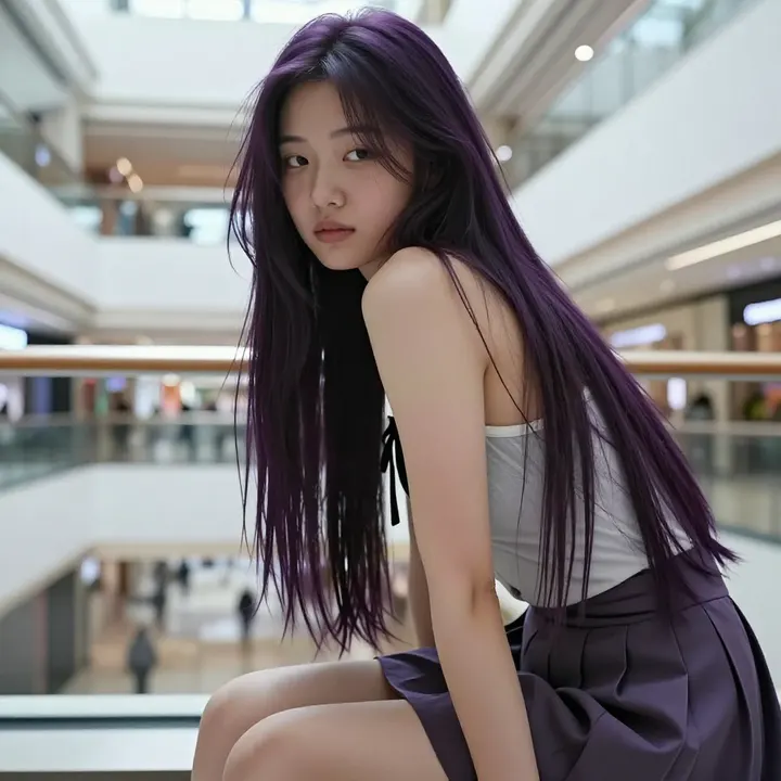 紫发少女的午后主題圖片 0652，杰作，最佳画质，极致细节，照片级写实 , 自然生活抓拍风格