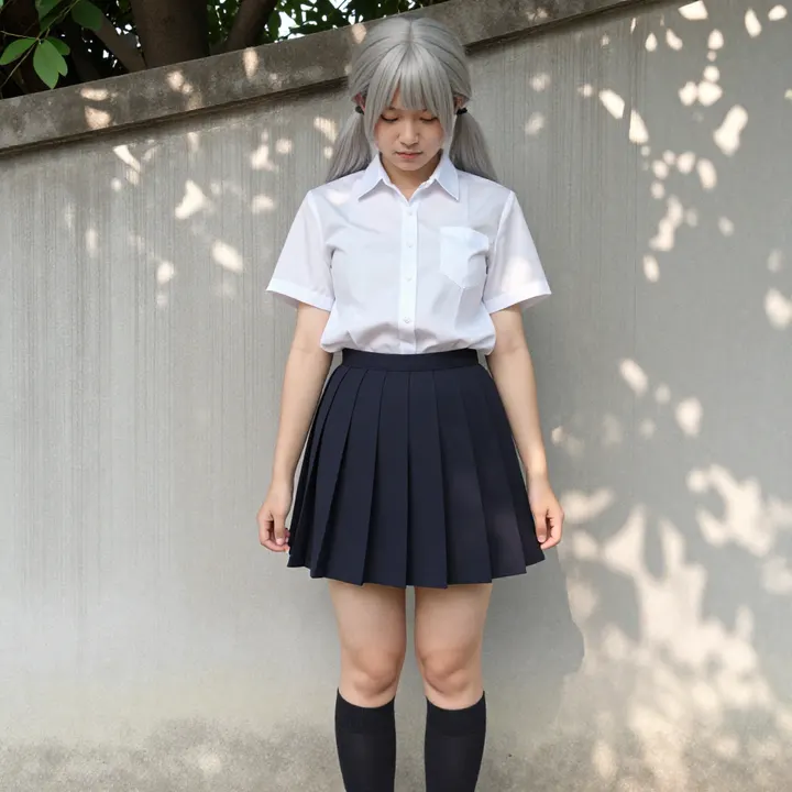 银发少女的校园日常主題圖片 0683，杰作，最佳画质，极致细节，照片级写实 , 空气感人像风格