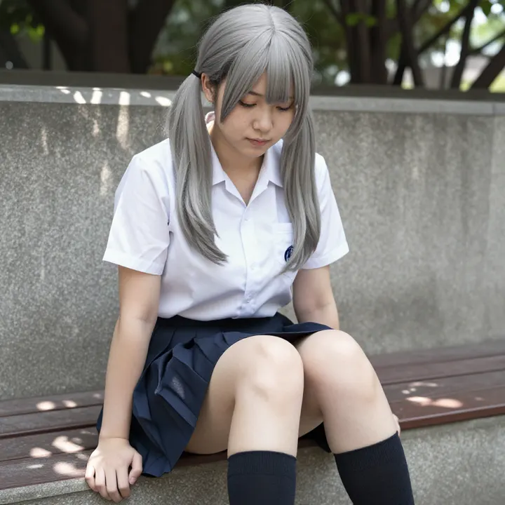 银发少女的校园日常主題圖片 0685，杰作，最佳画质，极致细节，照片级写实 , 空气感人像风格