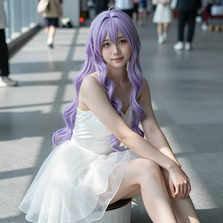 窗边的紫发少女主題圖片 0687，杰作，最佳画质，极致细节，照片级写实 , 清透漫展人像风格
