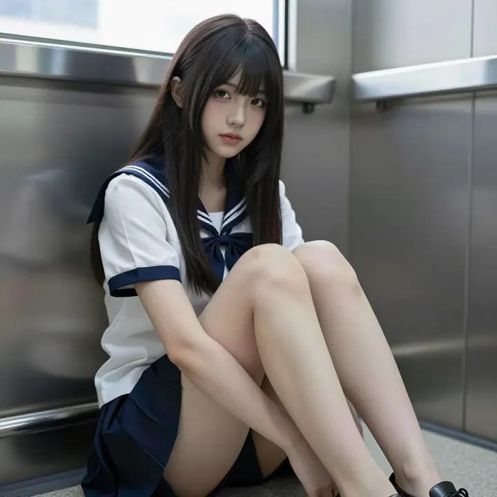 电梯里的少女感主題圖片 0695，杰作，最佳画质，极致细节，照片级写实 , 柔光角色人像风格