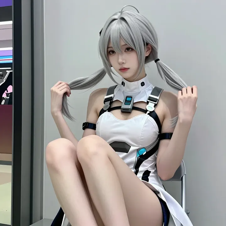 银发少女的校园写真主題圖片 0749，杰作，最佳画质，极致细节，照片级写实 , 清新角色私摄风格