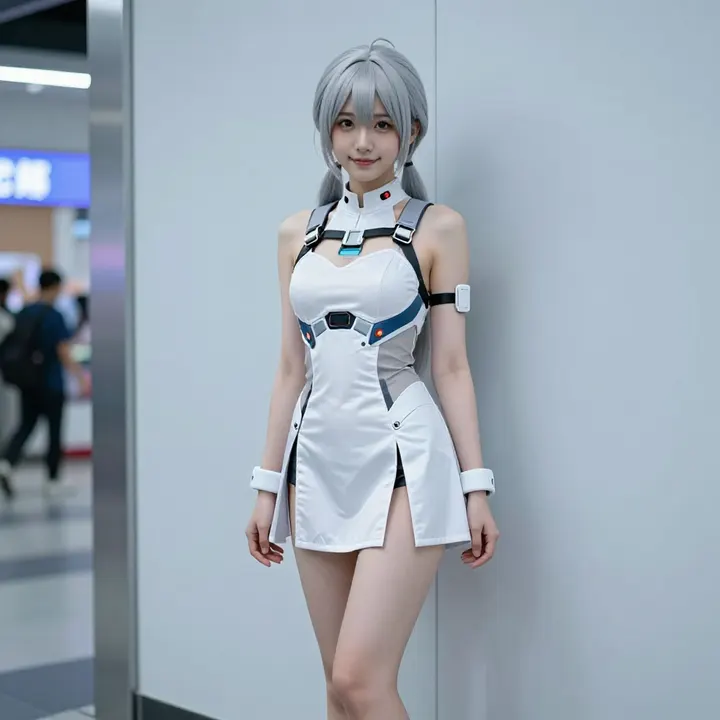 银发少女的校园写真主題圖片 0750，杰作，最佳画质，极致细节，照片级写实 , 清新角色私摄风格