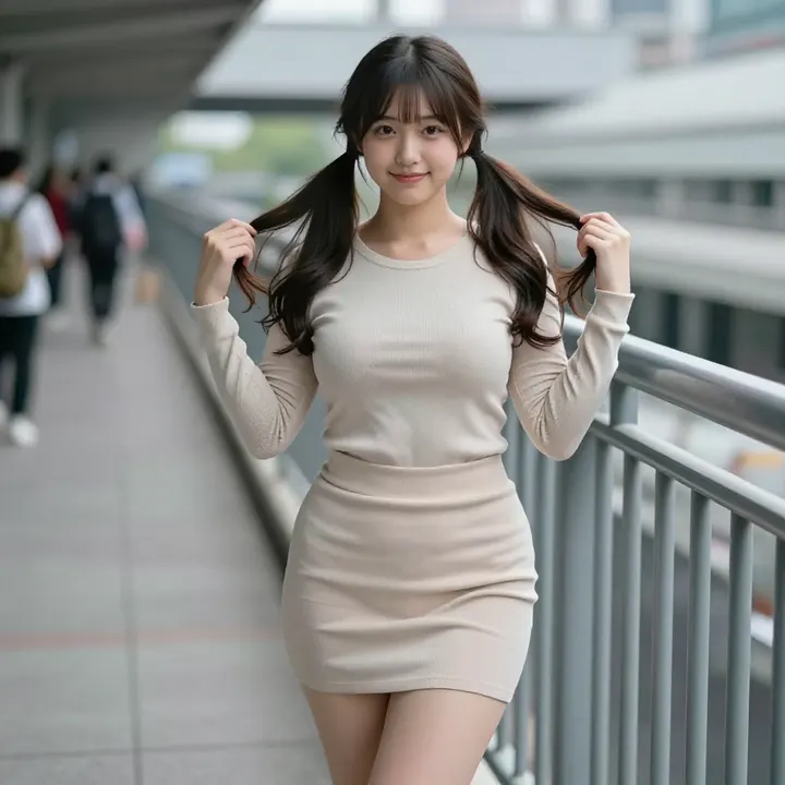 楼梯上的温柔日常主题图片 0818，杰作，最佳画质，极致细节，照片级写实 , 清透漫展人像风格