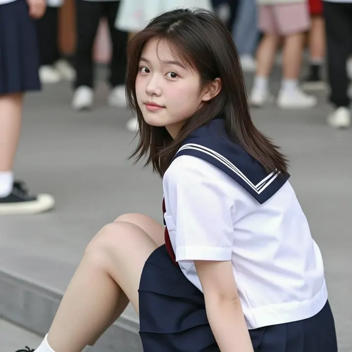 今日份校服少女主題圖片 0823，杰作，最佳画质，极致细节，照片级写实 , 清透空气感写真风格