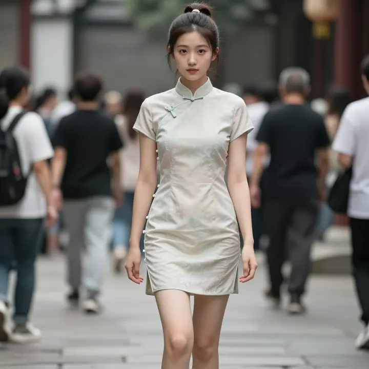 旗袍下的清冷少女主题图片 0879，杰作，最佳画质，极致细节，照片级写实 , 高细节服装展示风格