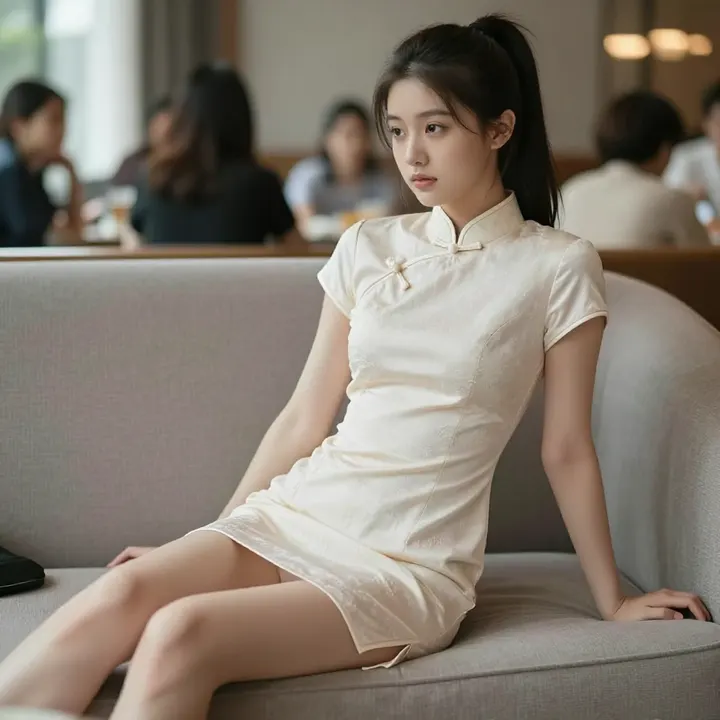 旗袍下的清冷少女主题图片 0880，杰作，最佳画质，极致细节，照片级写实 , 高细节服装展示风格