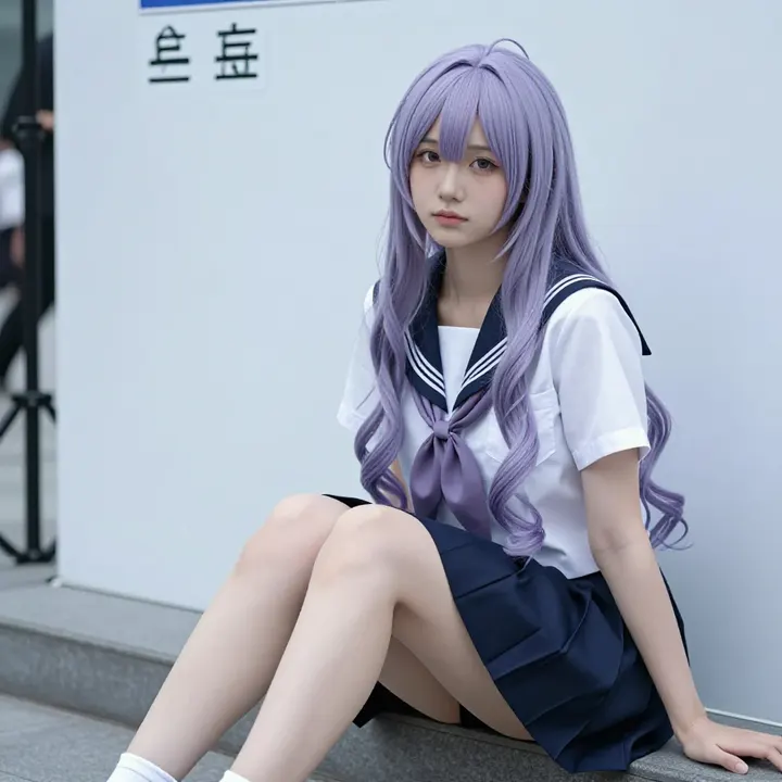紫发学姐的日常主题图片 0887，杰作，最佳画质，极致细节，照片级写实 , 柔光角色人像风格