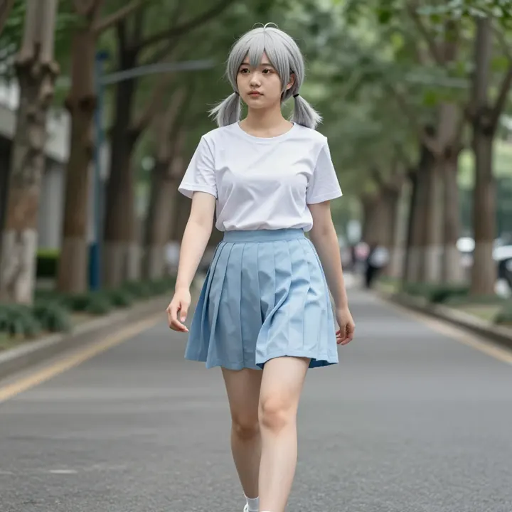 银发少女的校园日常主题图片 0891，杰作，最佳画质，极致细节，照片级写实 , 真实纪实摄影风格