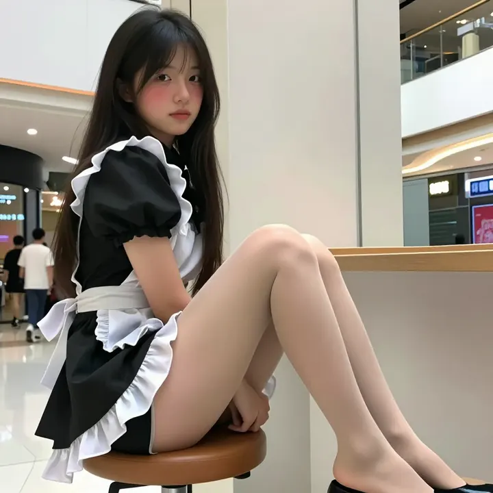 商场偶遇的女仆小姐姐主题图片 0929，杰作，最佳画质，极致细节，照片级写实 , 高还原角色摄影风格