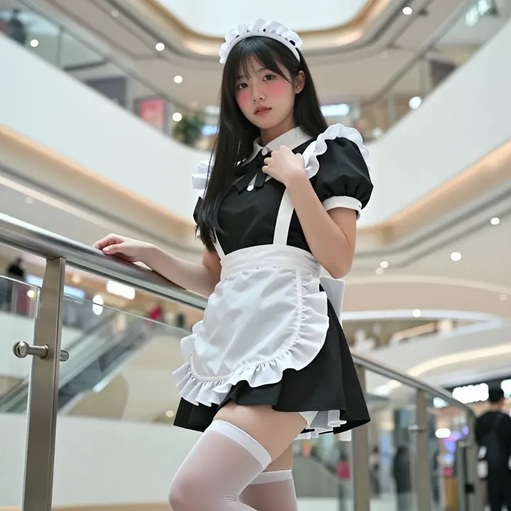 商场偶遇的女仆小姐姐主题图片 0931，杰作，最佳画质，极致细节，照片级写实 , 高还原角色摄影风格