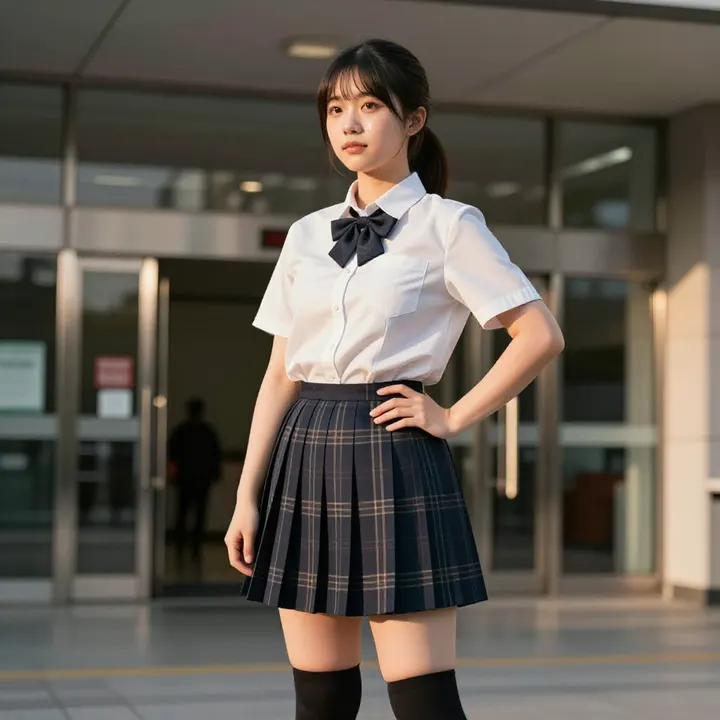 校门口的午后主題圖片 0963，杰作，最佳画质，极致细节，照片级写实 , 二次元角色写真风格