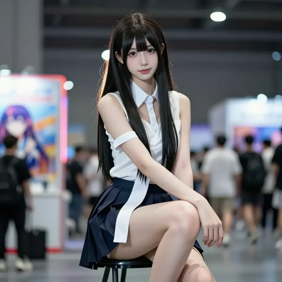 带有白雾轻场感的正面人像摄影画面。